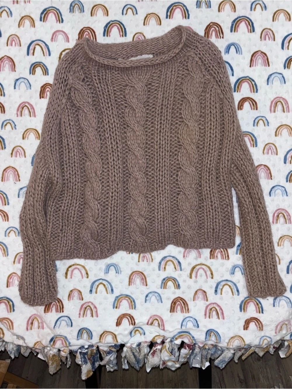 Free People Swim Too Deep Pullover Cable Knit Sweater in Brown